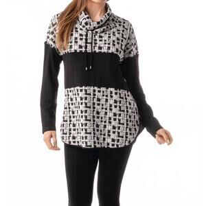 NEW PURE ESSENCE plain long sleeve tunic top in black & white